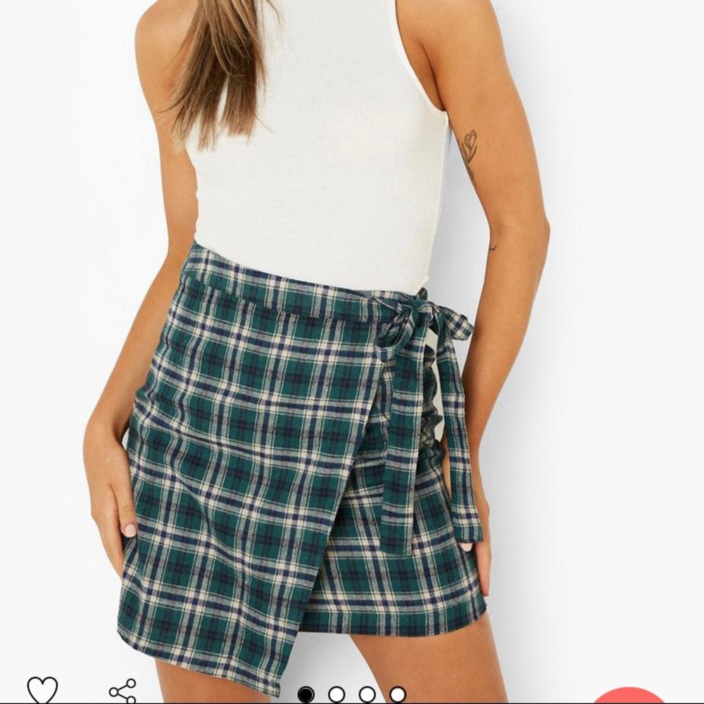 wrap checked skirt